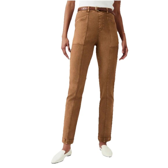 Spanx Stretch Twill‎ Straight Leg Brown Acorn Casual Workwear Women’s Medium - Picture 1 of 15